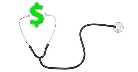 Dollar sign with stethoscope