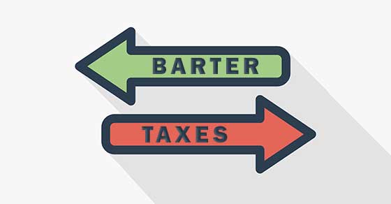 Illustration with the words Barter and Taxes